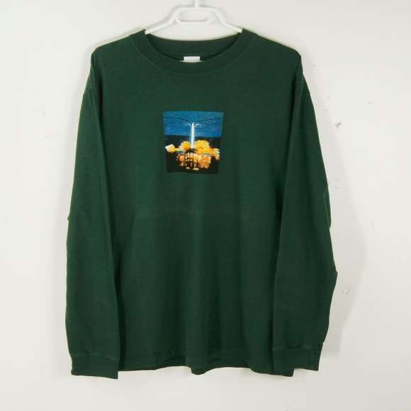 Powers Supply Other - Powers Supply Alien UFO Spaceship Green Graphic Long Sleeve Top